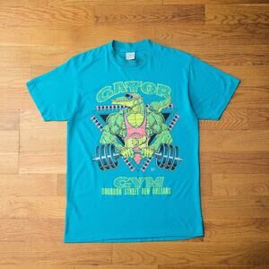 Vintage Gator Gym Bourbon Street New Orleans T-Shirt in Teal Size L‎ 90s Workout